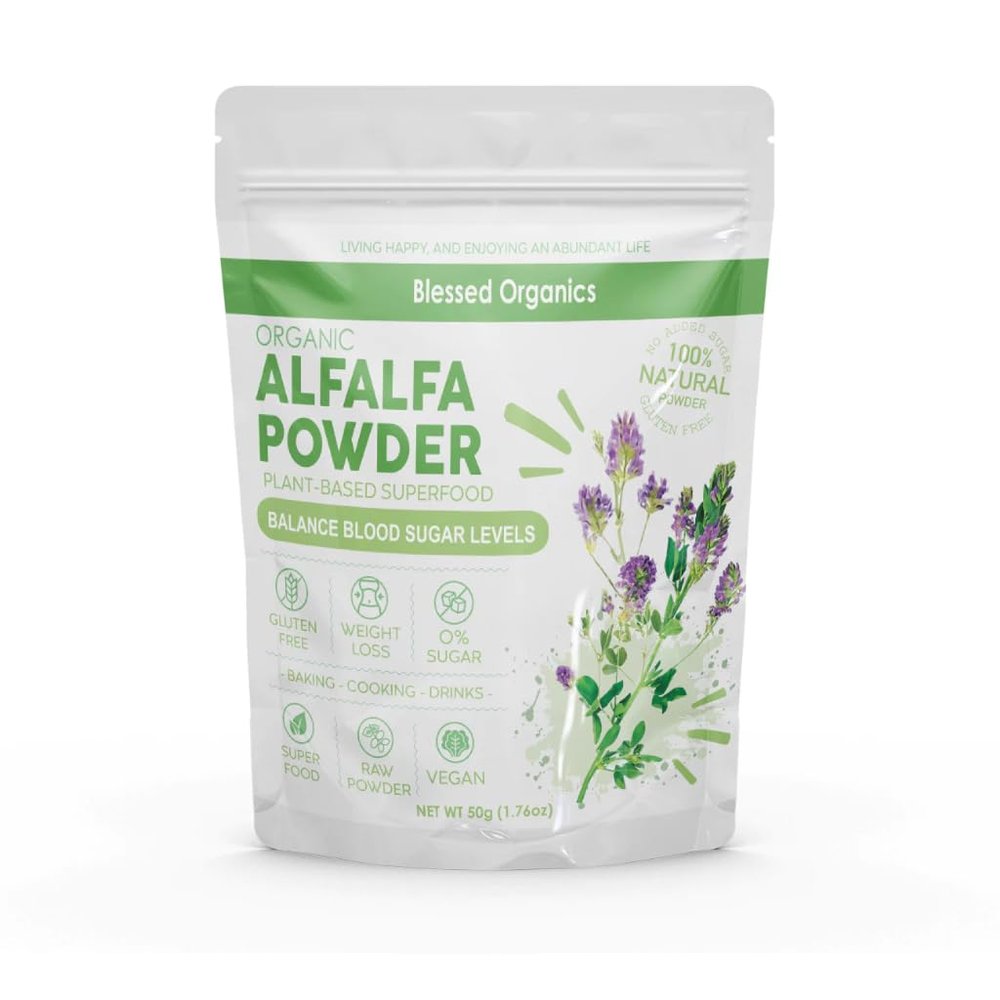 24 Pure Alfalfa Powder - 50g | Medicago Sativa Superfood | Natural Green & Nutrient Source | Non-GMO, Vegan & Gluten-Free