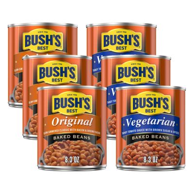 Bush's Best Baked Beans, Vegetarian, & Original Seasoned with Bacon & Brown Sugar, 8.3 Oz Each (Variety Pack)