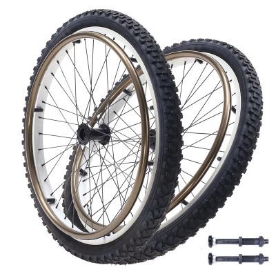 24" Rear Wheel Assembly for Wheelchair, 24 x 1.95(50-507) Rubber Pneumatic Tire, Aluminum Alloy Spokes Back Wheel (2 Counts)(Bearing 12mm)