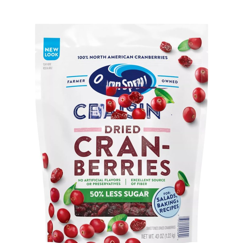 Dried Cranberries, 50% Less Sugar, 43 oz (1 Pack)