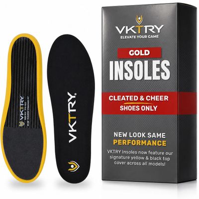 VKTRY Gold Sport Insoles for Cleated Shoes - Carbon Fiber Insole