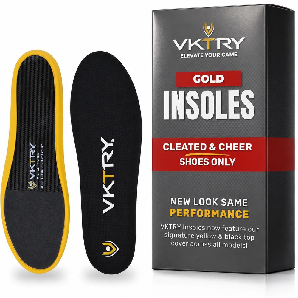 VKTRY Gold Sport Insoles for Cleated Shoes - Carbon Fiber Insole