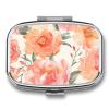 Peach Peony Pill Case Portable Pill Organizer with 2 Compartment Moisture Proof Metal Travel Pill Box Medication, Fish Oil and Supplements view 1