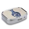 Chinese Blue Porcelain Vase Pill Case Portable Pill Organizer with 2 Compartment Moisture Proof Metal Travel Pill Box Medication, Fish Oil and Supplements view 3
