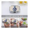 Chinese Blue Porcelain Vase Pill Case Portable Pill Organizer with 2 Compartment Moisture Proof Metal Travel Pill Box Medication, Fish Oil and Supplements view 4