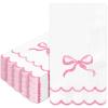 Whaline 50Pcs Watercolor Bow Guest Napkins Pink Scalloped Disposable Paper Napkins Dinner Hand Napkin Towel for Coquette Birthday Baby Shower Party Table Bathroom Supplies view 1