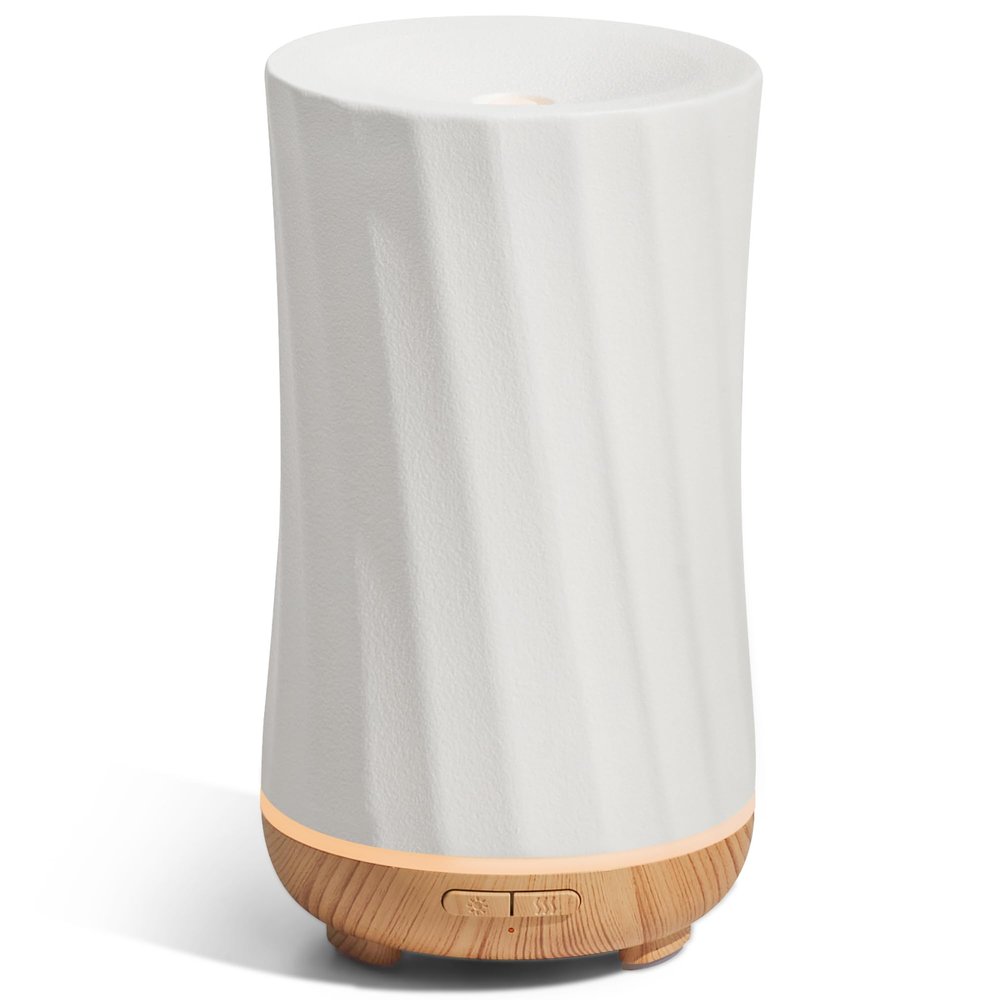 InnoGear 150ml Ceramic Oil Diffuser, Handcrafted Stone Essential Oil Diffuser Aromatherapy Diffusers Ultrasonic Cool Mist Humidifier Vaporizor with 2 Mist Modes for Room Home, White Twist Ceramic