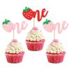 Ercadio 24 Pack Strawberry Cupcake Toppers Glitter First Birthday Strawberry Cake Picks for Fruit Baby Shower 1st Birthday Berry Sweet Cupcake Decorations Party Decor Supplies view 1