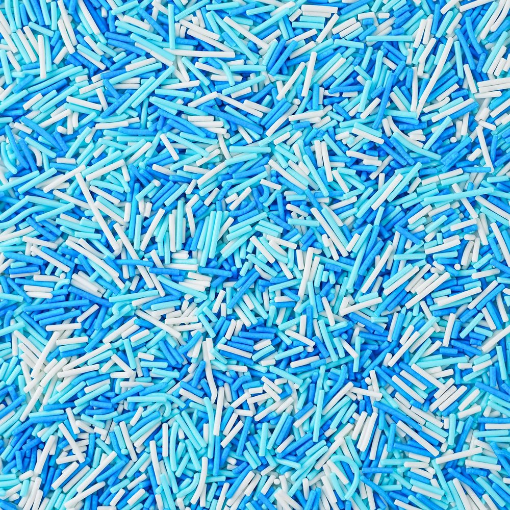 Blue and White Jimmies Sprinkles for Baking 7 oz - Winter Sprinkles for Cookies, Cakes, Cupcakes, Ice Cream, Chocolate | Perfect for Baby Shower Birthday Christmas Parties & Celebrations