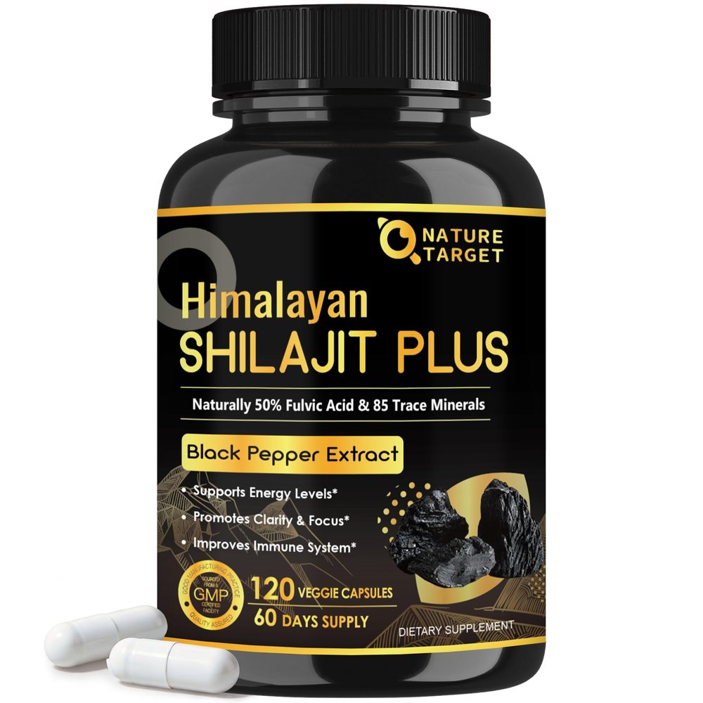NATURE TARGET Shilajit | Shilajit for Men & Women | Fulvic Acid & Trace Minerals | 500mg Maximum Potency Better Than Shilajit Resin | 120 Capsules