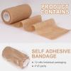 12 Pack Self Adhesive Bandage Wrap, 2 x 5 Yards Cohesive Medical Tape Elastic Grip Tape Black Sports Tape Athletic for Ankle, Wrist Sprains, Pet First Aid (12pcs-Brown, 4 Inch) view 2