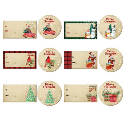 120 PCS Christmas Name Labels Stickers Set - 60 Rectangle & 60 Round Self Adhesive Xmas Gift Tags, Personalized Holiday Presents Labels for Wrapping, Party Decor (Santa/Snowman Designs) - A01
