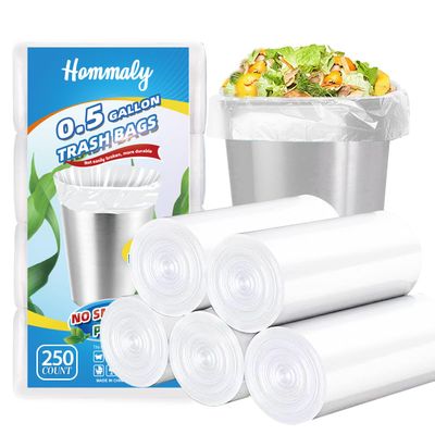 0.5 Gallon 250 pcs Mini Clear Trash Bags, Tiny Strong Garbage Bags,Small Plastic Bags for Desktop Trash Bin, Tiny Bathroom Trash Can Bin Liners,Mini Bags for Waste Basket Liner,Fit 2 Liters-Clear