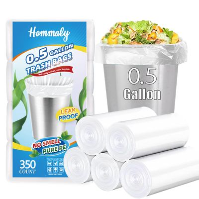 0.5 Gallon 350 pcs Mini Clear Trash Bags, Tiny Strong Garbage Bags,Small Plastic Bags for Desktop Trash Bin, Tiny Bathroom Trash Can Bin Liners,Mini Bags for Waste Basket Liner,Fit 2 Liters-Clear