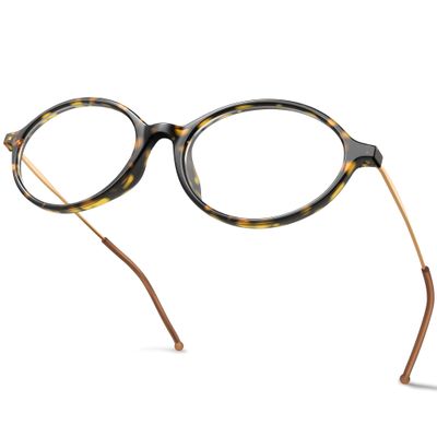 VISOONE Oval Blue Light Blocking Glasses for Women Small Cute Lightweight Eyeglasses with Metal Frame MONA