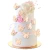 100 Pcs Butterfly Cupcake Toppers, Pink Gold Cake Decorations, Pink Butterfly Cake Decorations for Women Wedding Birthday Party Decoration, Mixed Size