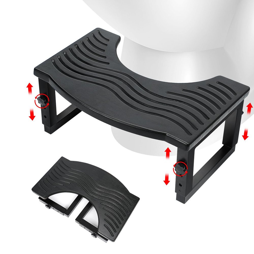 Lesmery Toilet Stool Foldable,7in,8in,9 in Adjustable Height,Poop Stool