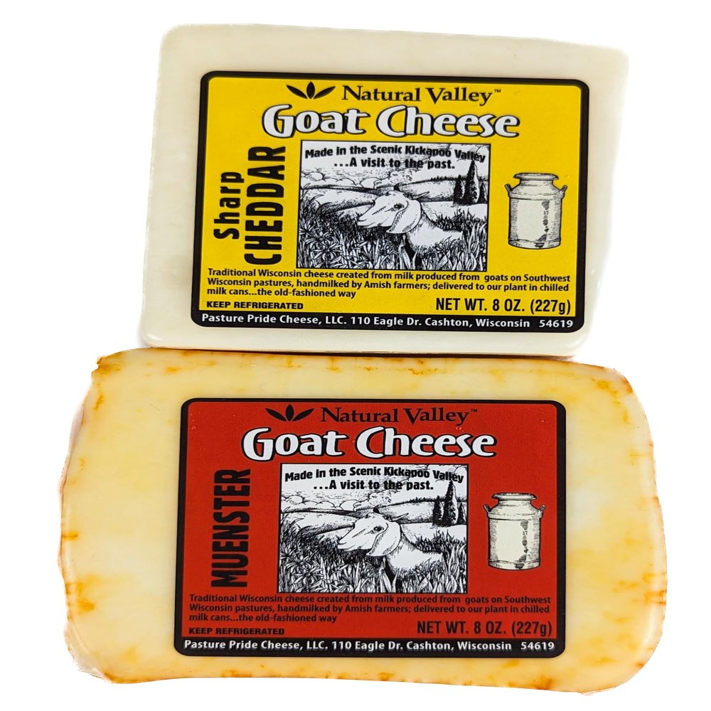 Amish Country Goat Cheese Sharp Cheddar (3 x 8 oz) and Muenster (3 x 8 oz)