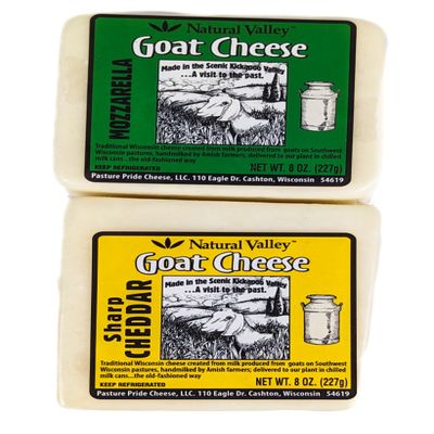 Amish Country Goat Cheese Mozzarella (8 oz) and Sharp Cheddar (8 oz)