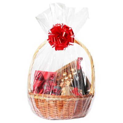 PureGuard 10 PCS Clear Cellophane Bags, Large Plastic Cellophane Gift Bags 24x30 Inch Cellophane Wrap for Gift Baskets with Twist Ties for Wedding Birthday Christmas Party Favor