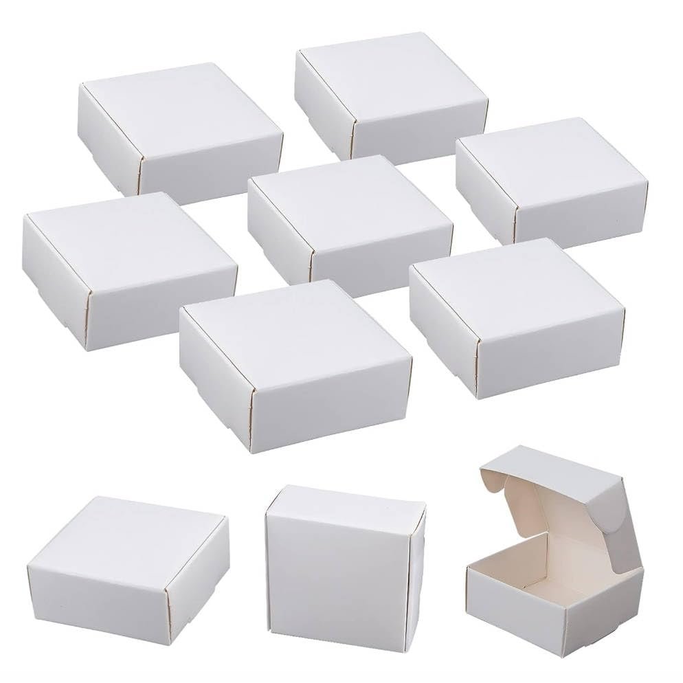 100pcs Small Brown Aircraft Boxes Mini Paper Jewellery Gift Boxes Square Soap Box Shipping Box Corrugated Paper Boxes, Kraft Gift Boxes Bulk 2.17'' 2.17'' 0.98''