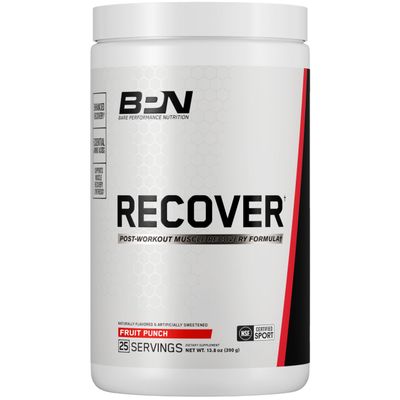 BARE PERFORMANCE NUTRITION BPN Recover PostWorkout Enhanced Muscle Recovery Drink Mix Essential Amino Acids with Amino9, CherryPURE Tart Cherry & Carnitine, 25 Servings, Fruit Punch