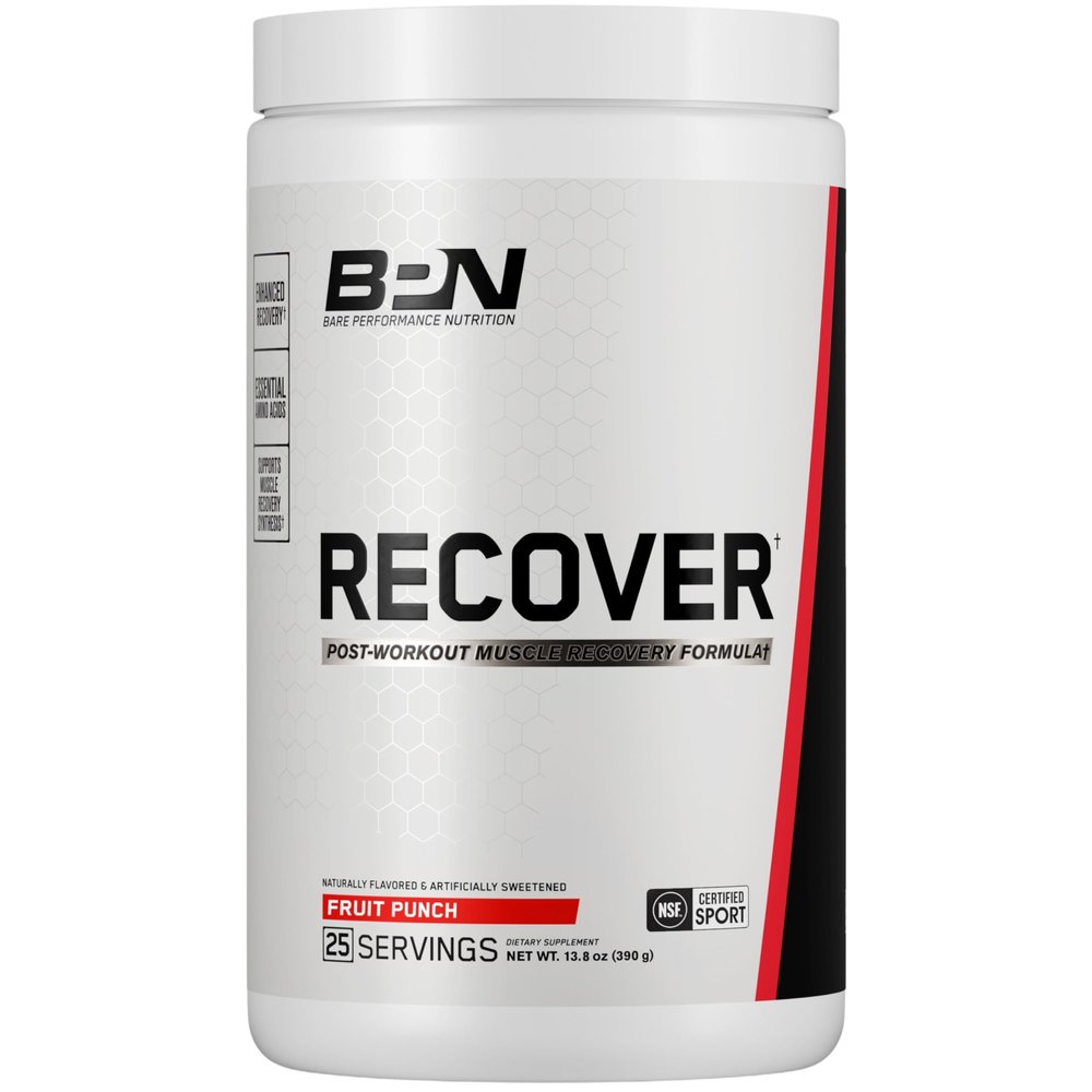 BARE PERFORMANCE NUTRITION BPN Recover PostWorkout Enhanced Muscle Recovery Drink Mix Essential Amino Acids with Amino9, CherryPURE Tart Cherry & Carnitine, 25 Servings, Fruit Punch