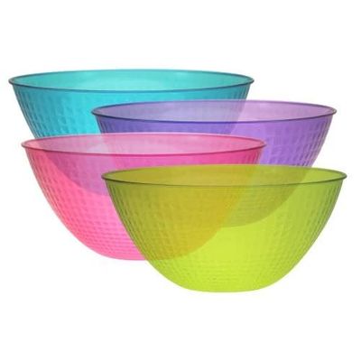EcoQuality 100oz Assorted Color Round Plastic Bowl Large Disposable Serving Bowl for Salads Snacks and Party Foods Durable Lightweight Catering and Event Tableware (1)
