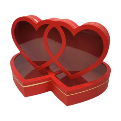 2X Valentine's Day Gift Box Heart Shaped Flower Box Women Candy Packaging Valentines Day Gifts for Anniversary Female Friends, Red