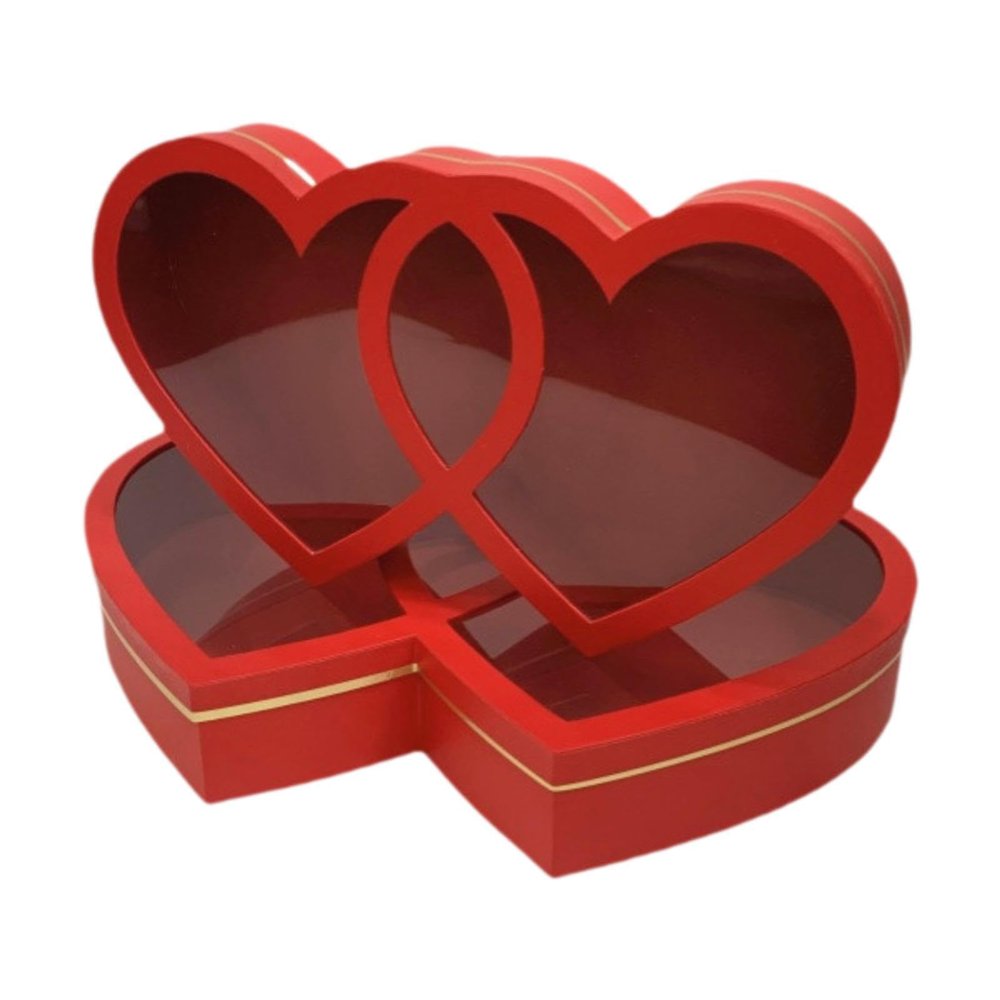 2X Valentine's Day Gift Box Heart Shaped Flower Box Women Candy Packaging Valentines Day Gifts for Anniversary Female Friends, Red