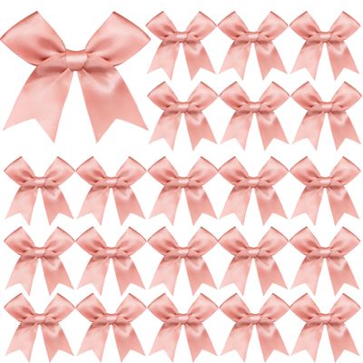 50 Pieces Gift Wrap Bows Premium Satin Ribbon Bows 3.3 Inch Craft Bows for Gift Wrapping DIY Treat Bags Holiday Gifts Bag Party Decorations, Wedding Decor Christmas Birthday Presents (Rose Pink)