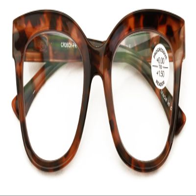 V.W.E. Women Large Oversized Progressive Clear Bifocal Reading glasses - No Line or Bubble - Zero Power on Top Wide Reader (Tortoise, 3.25, x)