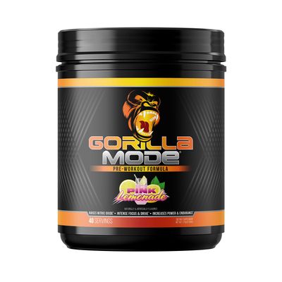 Gorilla Mode Pre Workout - Massive Pumps Laser Focus Energy Power - L-Citrulline, Creatine, L-Tyrosine, Betaine, Hydroprime, Alpha-GPC, 400mg Caffeine, Huperzine A - 784g (Pink Lemonade)