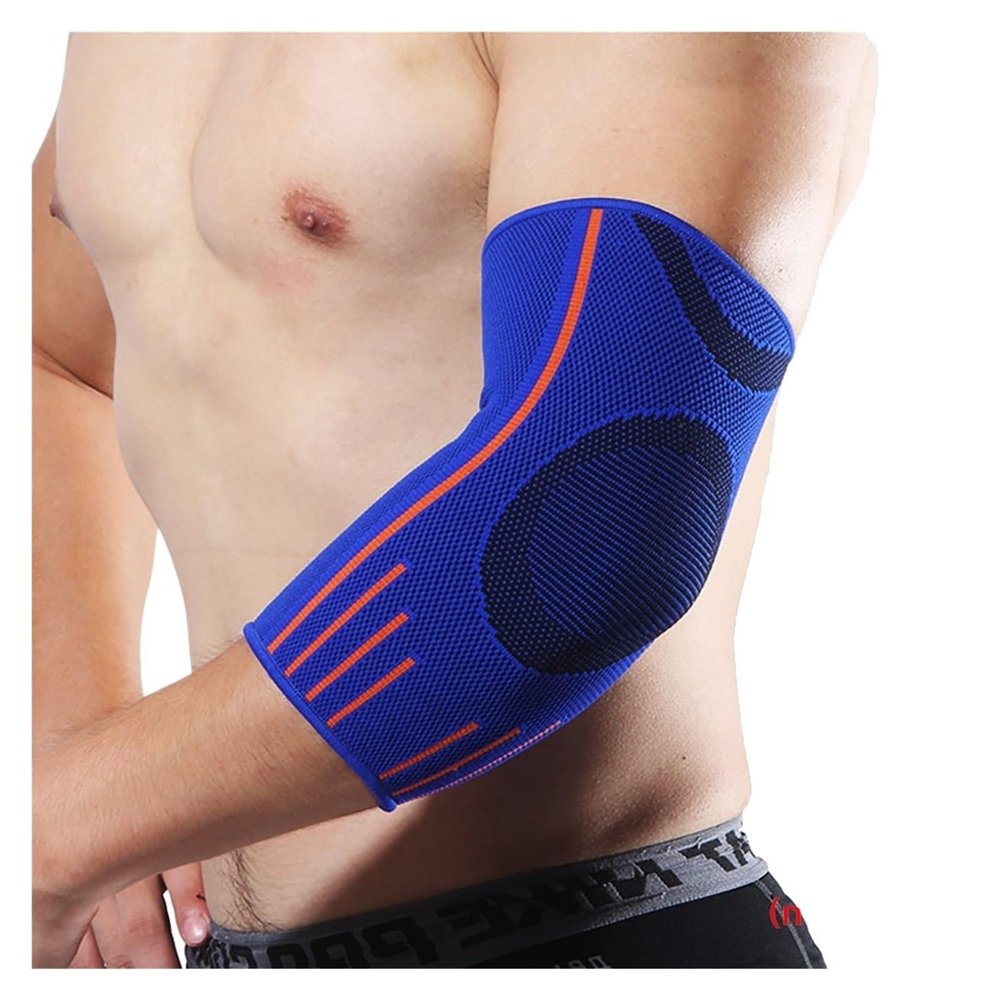 YWYMCRJLV Elbow pad Elbow Support Elastic Gym Sport Elbow Pads Men Absorb Sweat Sports Elbow Pads Elbow Guard(1 PCS Blue,10)