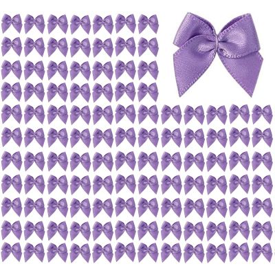 100 Pcs Mini Bows, 1 Inch Satin Ribbon Bows for Crafts, DIY Sewing, Wedding, Party Decorations, Gift Wrapping, Hair Accessories & Appliques (Lilac)