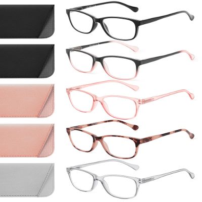 JOLISU 5 Pack Reading Glasses for Women/Men - Fashion Blue Light Readers Computer Eyeglasses W/Spring Hinge&Case(2.0)