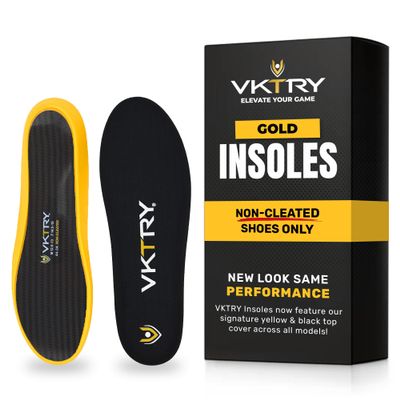 VKTRY Gold for Non-Cleated Shoes - Carbon Fiber Performance Insoles - Customized Athletic Inserts for Sports Basketball Volleyball Running & More | Shock Absorption US M3.5-4, W5.5-6, <120lbs