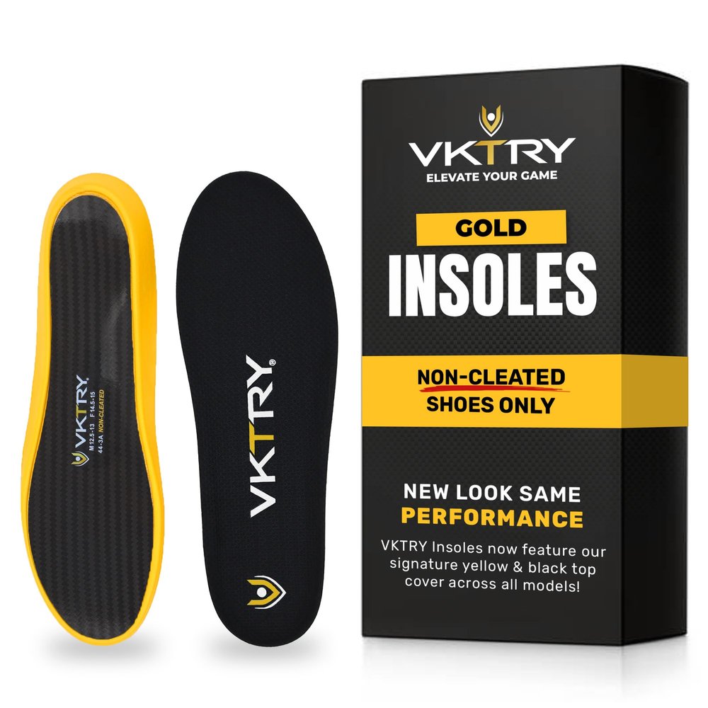 VKTRY Gold for Non-Cleated Shoes - Carbon Fiber Performance Insoles - Customized Athletic Inserts for Sports Basketball Volleyball Running & More | Shock Absorption US M3.5-4, W5.5-6, <120lbs