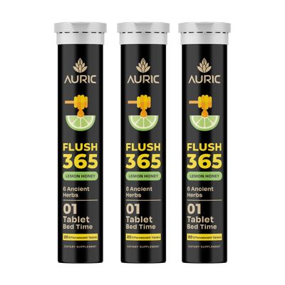 Auric Flush365 | Fizzy Drink | Honey Lemon Flavour | No Added Sugar | 60 Counts