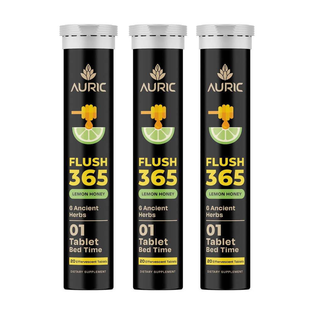 Auric Flush365 | Fizzy Drink | Honey Lemon Flavour | No Added Sugar | 60 Counts