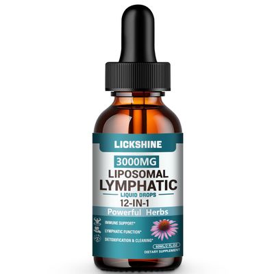 1 Pack 3000MG Liposomal Lymphatic Drainage Drops, 12 in 1 Organic Lymphatic Drainage Supplements with ElderBerry, Burdock Root, Cleavers Herb & Echinacea, Lymphatic Cleanse Immune Support, 2 Fl oz