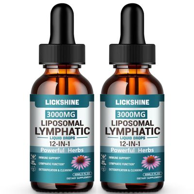 2 Packs 3000MG Liposomal Lymphatic Drainage Drops, 12 in 1 Organic Lymphatic Drainage Supplements with ElderBerry, Burdock Root, Cleavers Herb & Echinacea, Lymphatic Cleanse Immune Support, 4 Fl oz