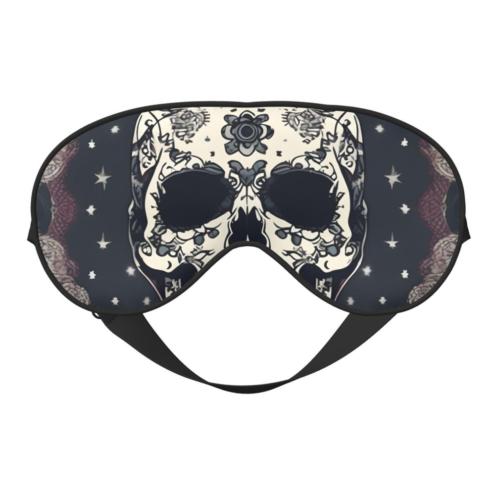 Skull Yoga and Flower Print Sleep Eye Smask with Strap Eye Shade for Travel Nap Meditation