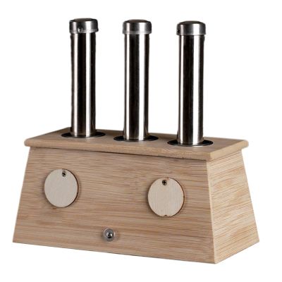 SHJBJRJ Natural Bamboo Moxa BoxAuto Push & Heat Control1/2/3/4/6 Hole OptionsAdjustable Elastic Straps (3-Hole)