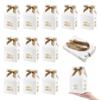 AHANDMAKER 20pcs Bowknot House Shaped Gift Boxes Candy Boxes with Tan Polyester Ribbon Wedding Favor Packing Decoration White Gable Bakery Packaging for Party Ornament Container Gift Giving view 1