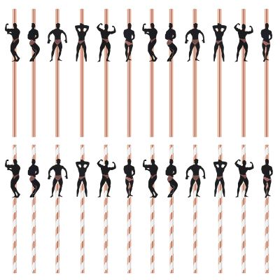 24 PCS Bachelorette Straws Disposable Bachelorette Party Straws Funny Stripper Pole Dancer Drinking Straws for Adult Bachelorette Party Favors Bridal Shower Girls Night