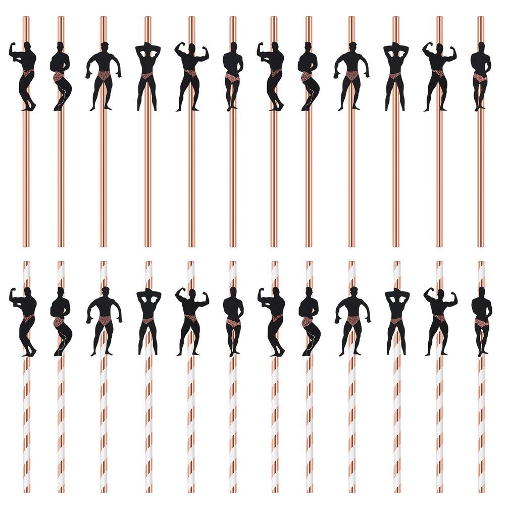 24 PCS Bachelorette Straws Disposable Bachelorette Party Straws Funny Stripper Pole Dancer Drinking Straws for Adult Bachelorette Party Favors Bridal Shower Girls Night