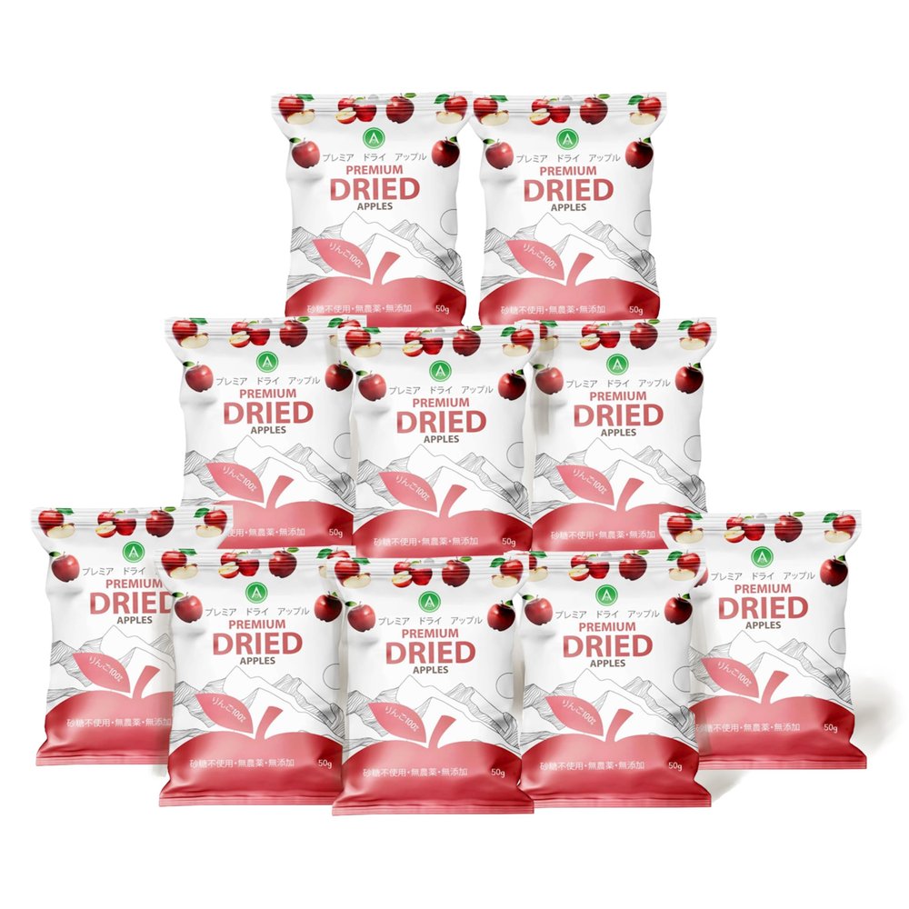 Arashan Premium Dried Apples 100% Natural, No Sugar Added, Vegan & Gluten-Free Healthy Snack 50g (Pack of 10)