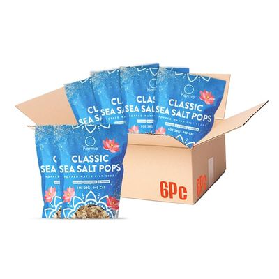 Karma Popped Water Lily Seeds Classic Sea Salt | Light & Crunchy Superfood Snack | Gluten-Free, Vegan, High in Plant Protein | 6 Pack | Ayurvedic Inspired Puffed Snack