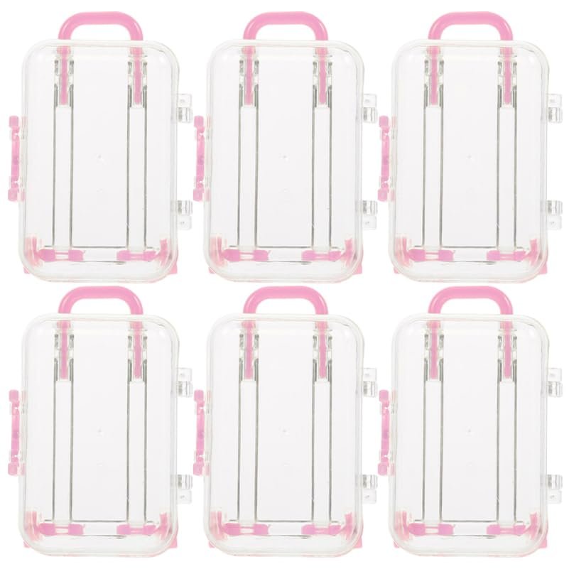 ABOOFAN Mini Suitcase Candy Boxes 3x2x1.5In Clear Plastic with Telescopic Handle & Wheels for Easy Carrying, Transparent View for Treats or Keepsakes for Wedding, Bridal Shower, Travel-Themed Part